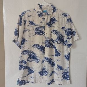Men's XS Tori Richard wave print short sleeve button-up shirt